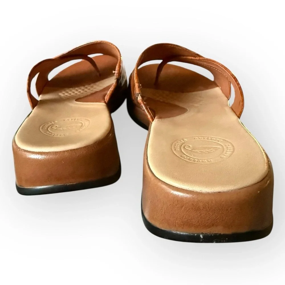 Nurture Slides Rich Brown Crocodile Patent Leather Womens US 6.5 Comfort Sandals - Picture 8 of 16
